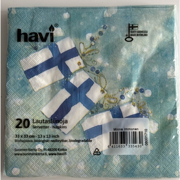 Havi Finnish Paper Dinner (20) and Cocktail (20) Napkins Minna Immonen Design - Picture 3 of 7